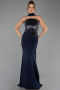 Abendkleid im Meerjungfrau-Stil Lang Marineblau ABU5924
