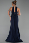 Abendkleid im Meerjungfrau-Stil Lang Marineblau ABU5924