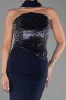 Abendkleid im Meerjungfrau-Stil Lang Marineblau ABU5924