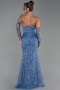 Abendkleid Lang Guipure Spitze Indigo ABU6159