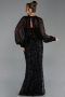 Abendkleid Lang Schuppig Schwarz ABU6298