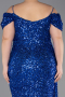 Sächsischblau Abendkleid İn Übergröße Lang ABU5232