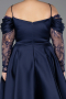 Einladungskleid In Übergröße Midi Satin Marineblau ABK2652