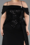 Abendgarderobe in Großen Größen Lang Chiffon Schwarz ABU6274
