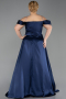 Abendkleid in Übergröße Lang Satin Marineblau ABU6307