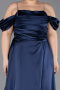 Abendkleid in Übergröße Lang Satin Marineblau ABU6307