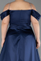 Abendkleid in Übergröße Lang Satin Marineblau ABU6307