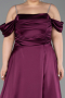 Abendkleid in Übergröße Lang Satin Pflaume ABU6307