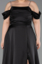 Abendkleid in Übergröße Lang Satin Schwarz ABU6307