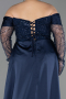 Abendkleid in Übergröße Lang Perlenbesetzt Marineblau ABU6093