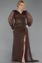 Abendkleid in Übergröße Lang Spitze Braun ABU6283