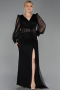 Abendkleid in Übergröße Lang Spitze Schwarz ABU6283