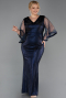 Abendkleid in Übergröße Lang Marineblau ABU6301