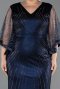 Abendkleid in Übergröße Lang Marineblau ABU6301