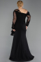 Kleider in Großen Größen Lang Chiffon Schwarz ABU5895