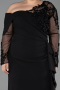 Kleider in Großen Größen Lang Chiffon Schwarz ABU5895