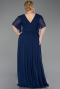Abendkleid in Übergröße Lang Chiffon Marineblau ABU6309