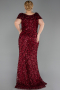 Abendkleid in Übergröße Lang Schuppig Weinrot ABU6282