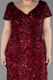 Abendkleid in Übergröße Lang Schuppig Weinrot ABU6282