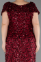 Abendkleid in Übergröße Lang Schuppig Weinrot ABU6282