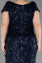 Abendkleid in Übergröße Lang Schuppig Marineblau ABU6282