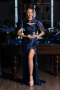 Abendkleid Lang Chiffon Marineblau ABU6296