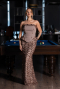 Abendkleid Lang Schuppig Hellbraun ABU5919