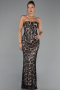 Abendkleid Lang Spitze Schwarz ABU6303
