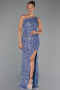 Abendkleid Lang Schuppig Indigo ABU6316