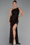 Abendkleid Lang Schuppig Braun ABU6316