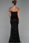 Abendkleid Lang Schuppig Schwarz ABU6316