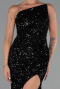 Abendkleid Lang Schuppig Schwarz ABU6316
