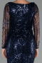 Abendkleid Lang Perlenbesetzt Marineblau ABU6317