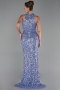 Abendkleid Lang Schuppig Indigo ABU5135