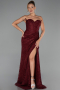 Standesamtkleid Lang Spitze Weinrot ABU5642