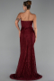 Standesamtkleid Lang Spitze Weinrot ABU5642
