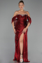 Abendkleid Lang Chiffon Weinrot ABU6306