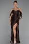 Abendkleid Lang Chiffon Dunkelbraun ABU6306