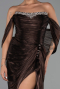 Abendkleid Lang Chiffon Dunkelbraun ABU6306
