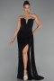 Abendkleid Lang Spitze Schwarz ABU6319