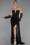 Abendkleid Lang Spitze Schwarz ABU6319