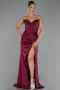 Abendkleid Lang Satin Pflaume ABU6320