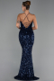 Abendkleid Lang Schuppig Marineblau ABU6321