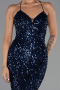 Abendkleid Lang Schuppig Marineblau ABU6321