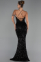 Abendkleid Lang Schuppig Schwarz ABU6321