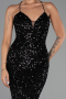 Abendkleid Lang Schuppig Schwarz ABU6321