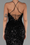 Abendkleid Lang Schuppig Schwarz ABU6321