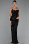 Abendkleid Lang Schuppig Schwarz ABU6308