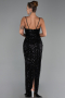 Abendkleid Lang Schuppig Schwarz ABU6308