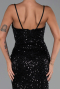 Abendkleid Lang Schuppig Schwarz ABU6308